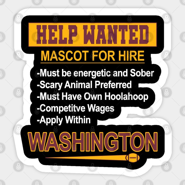 Funny Washington Football - Mascot For Hire Sticker by FFFM